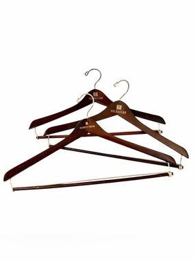 NORDSTROM Dark Wood Suit Pant Shirt Hangers - Set of 3 Wood Brass Women’s Men’s